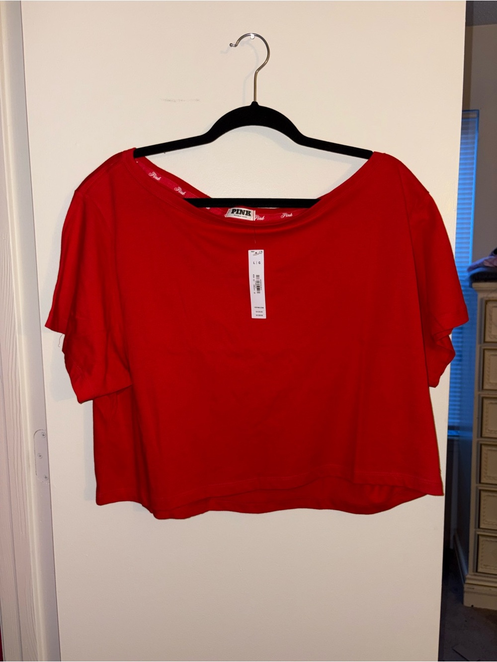 PINK Victoria's Secret Red Women's Cropped Short Sleeve Top